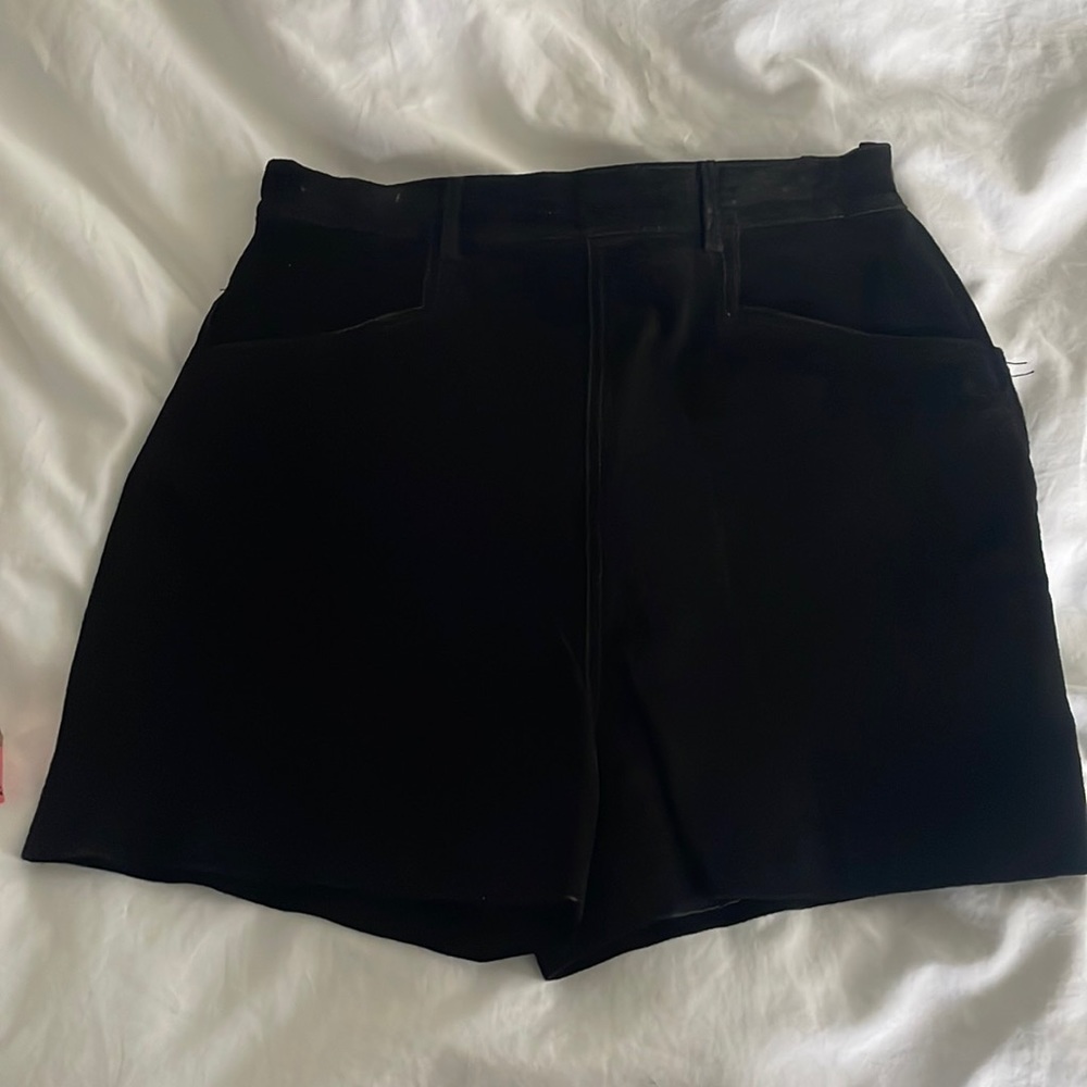 Black suede high waisted shorts lined real leather
